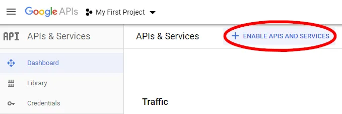 The Enable APIs button in the Google console