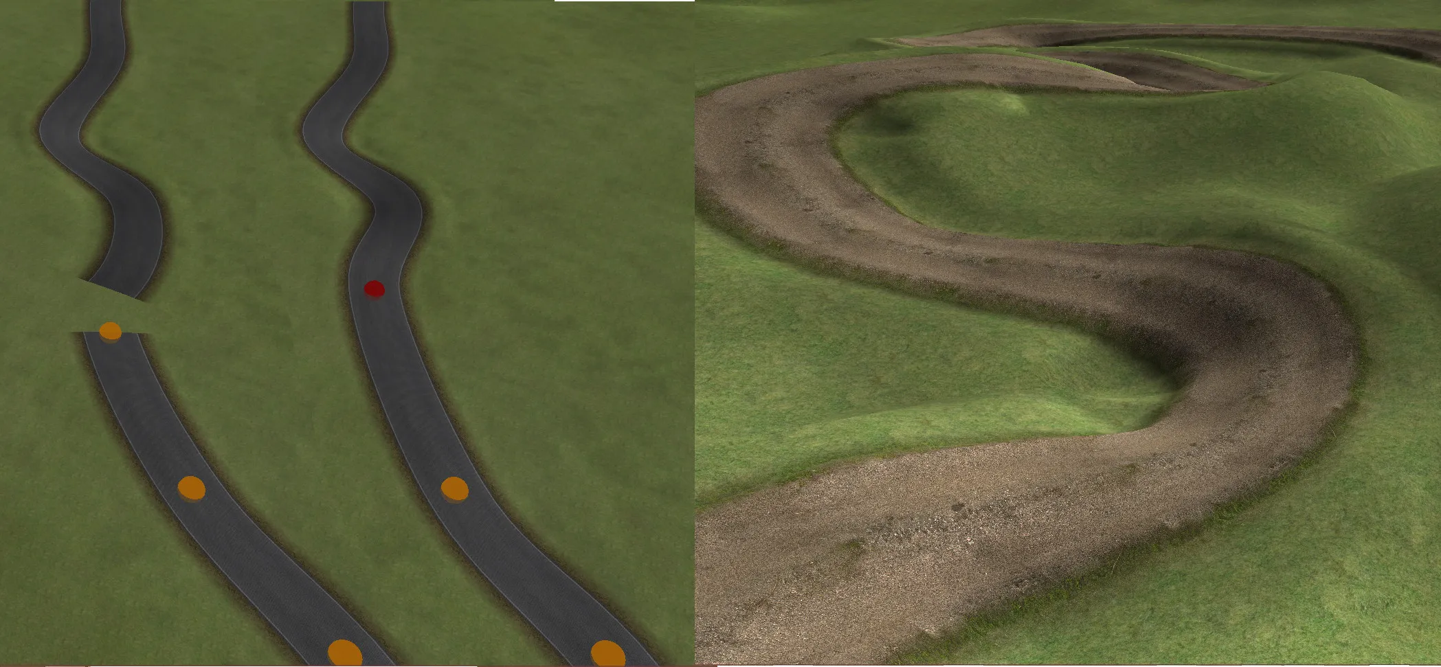 Joined tracks with camber