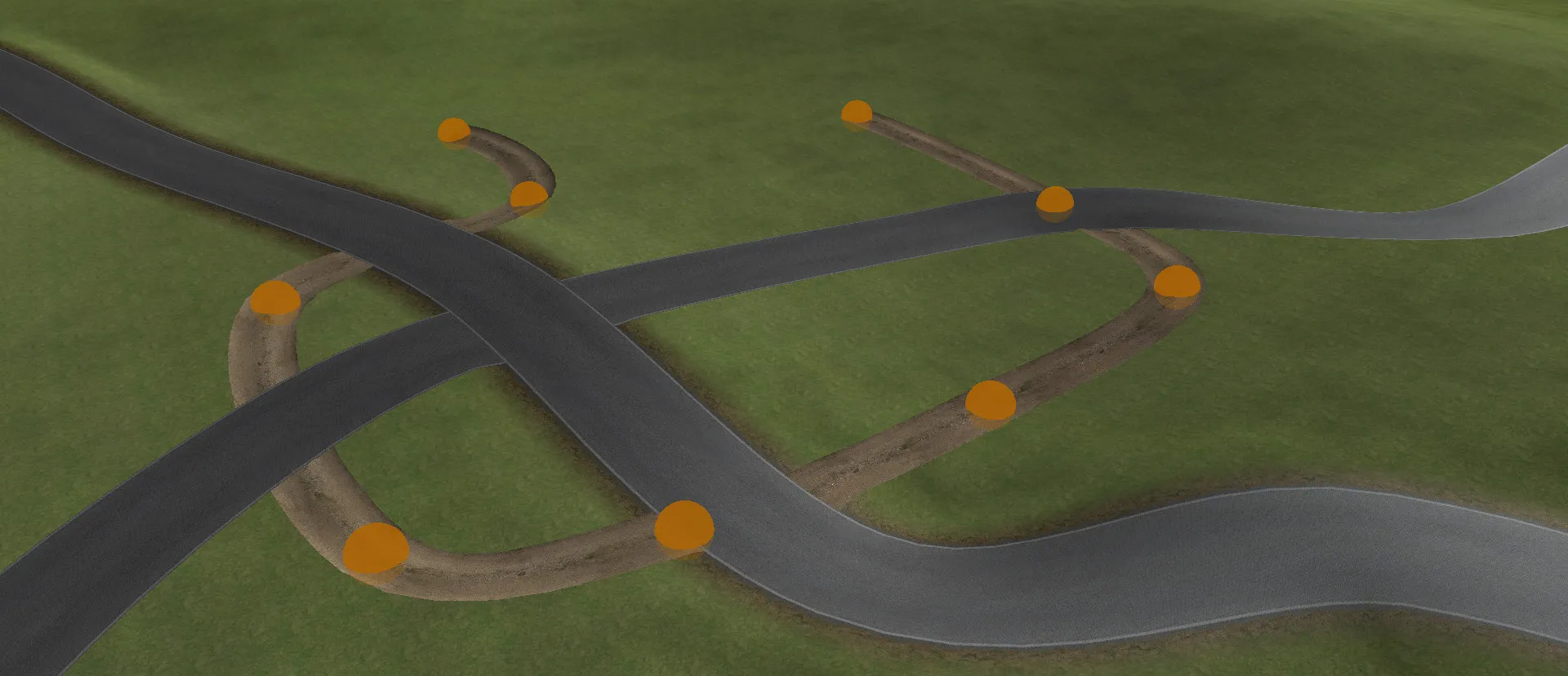 Tracks cut into terrain